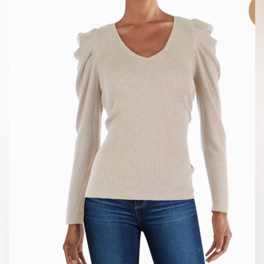 NWT PLUS CASHMERE BLEND RIBBED PULLOVER SWEATER IN LATTE HEATHER SIZE XL (10)